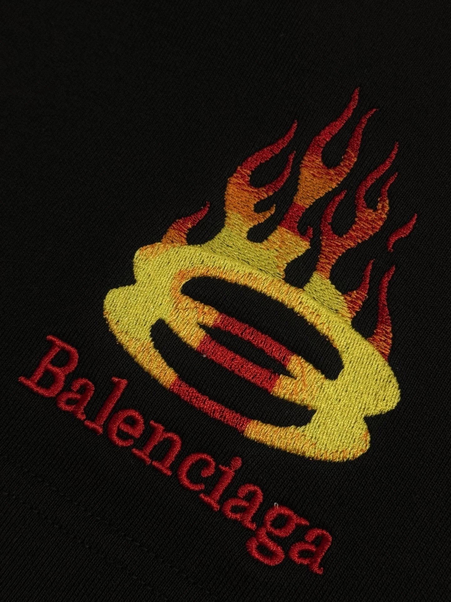 Balenciaga Black Flame Logo Cotton Shorts