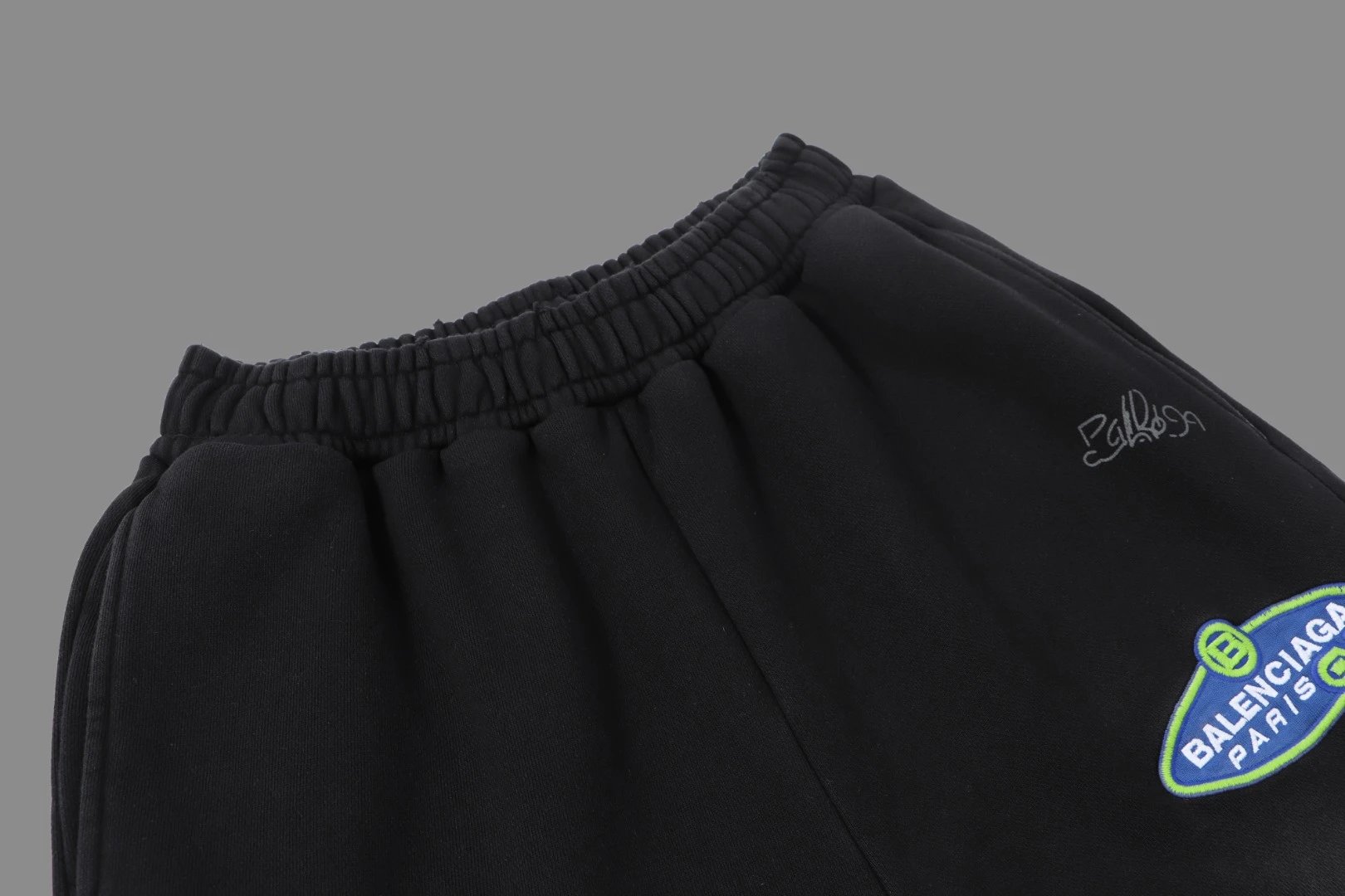 Balenciaga Black Logo Casual Loose Pants Unisex