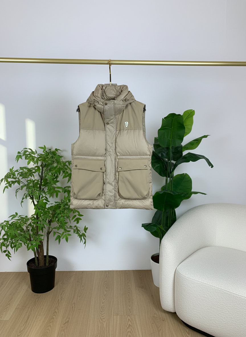 Burberry Beige Hooded Down Vest Men