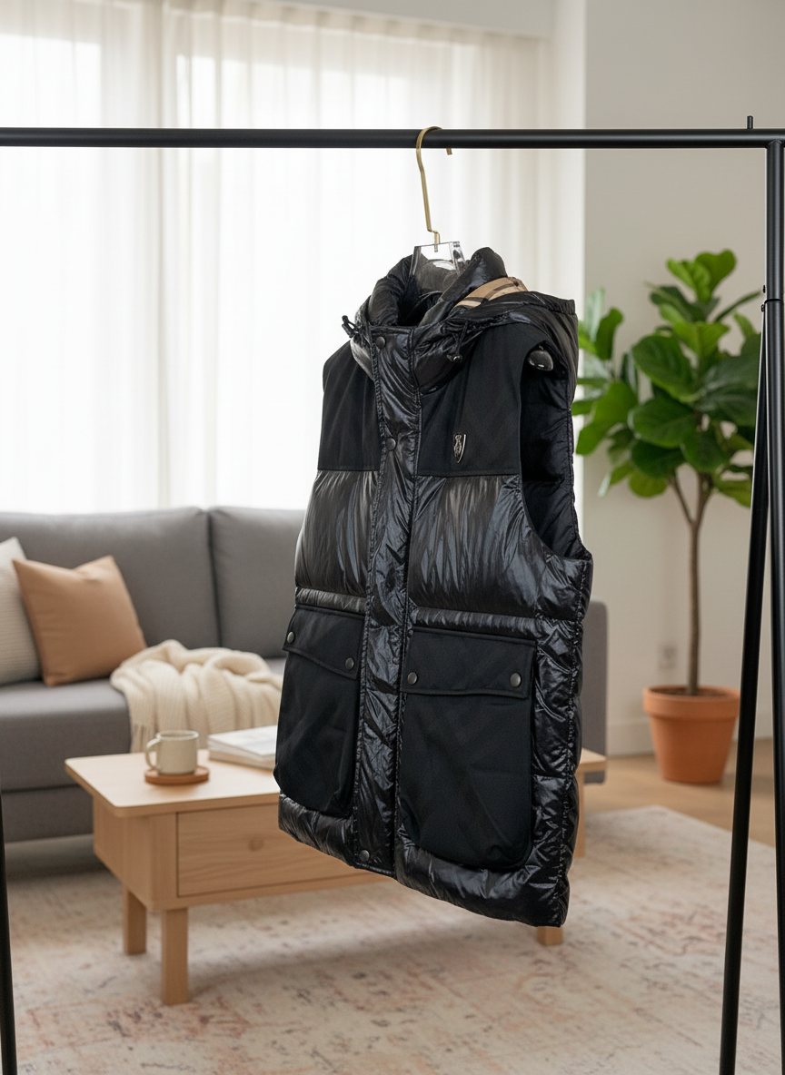 Burberry Men's Black Hooded Down Vest Winter Gilet