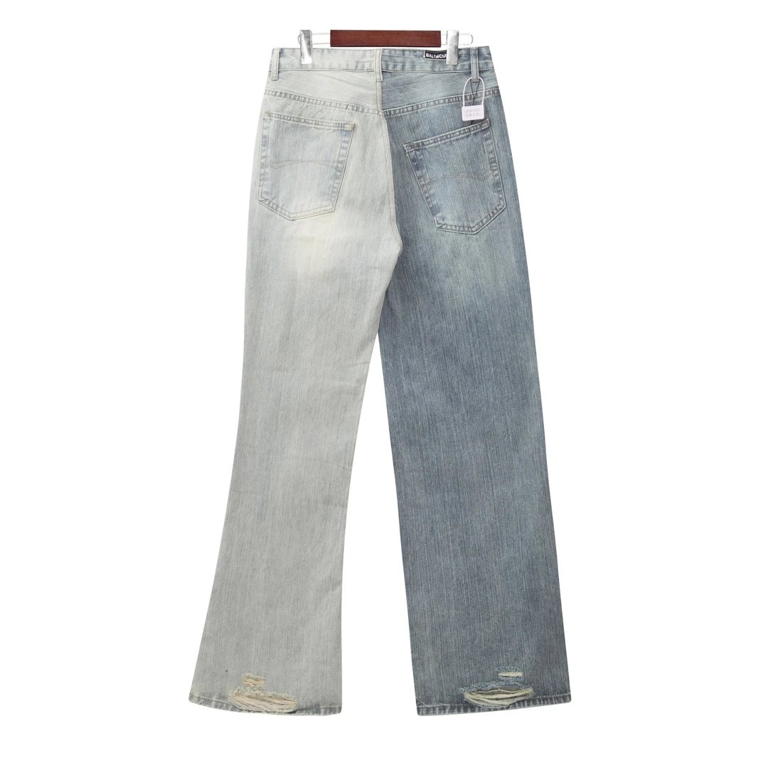 Balenciaga Two Tone High Waist Wide Leg Jeans