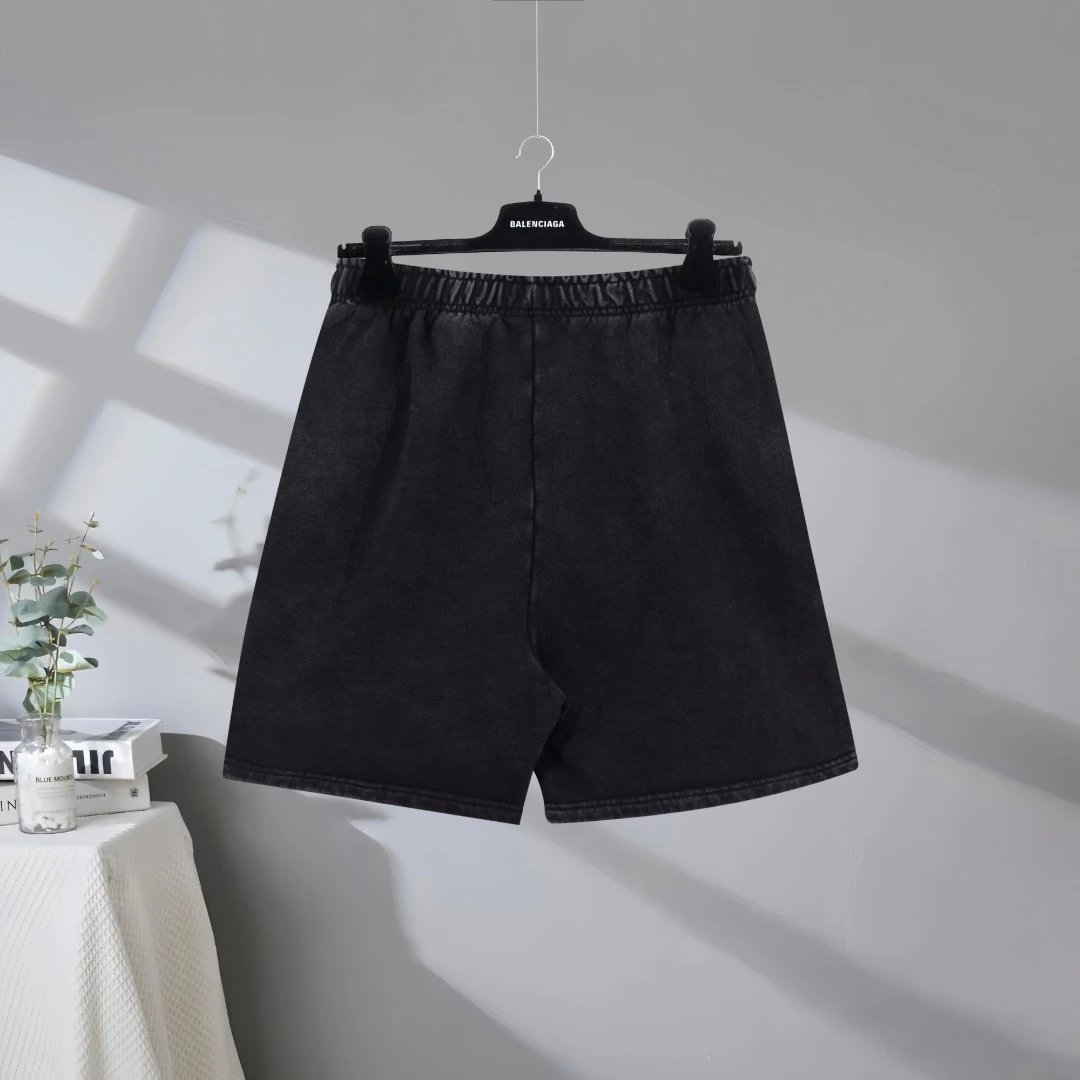 Balenciaga Black Men’s Elastic Waist Casual Shorts