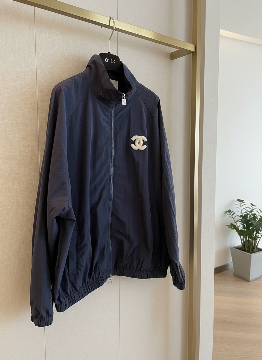 CHANEL CC Logo Women Windbreaker Lightweight Jacket