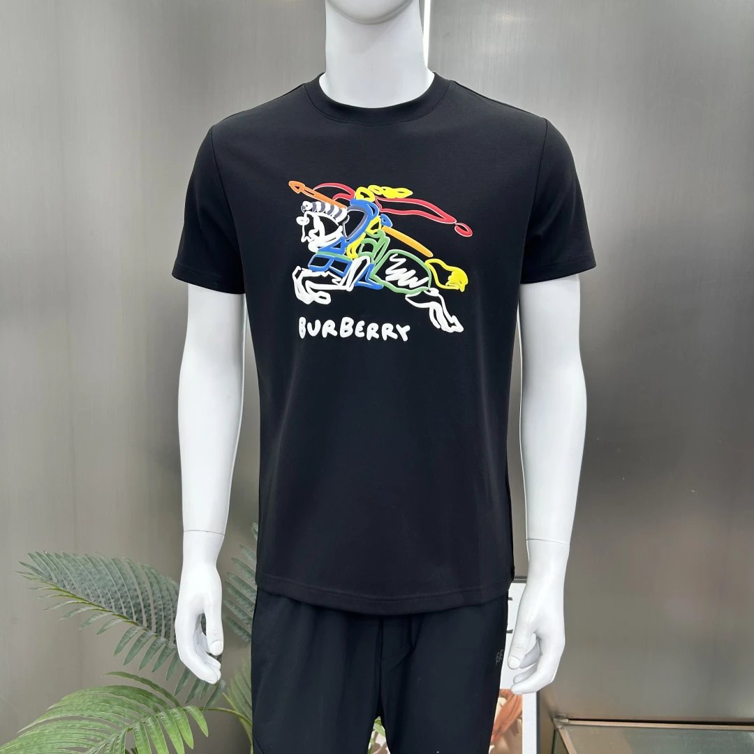 Burberry Men Black Cotton T-Shirt Casual Luxury Top