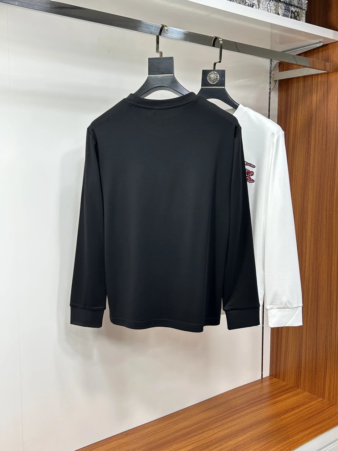 Burberry Cotton Logo Hoodies Black White Long Sleeve