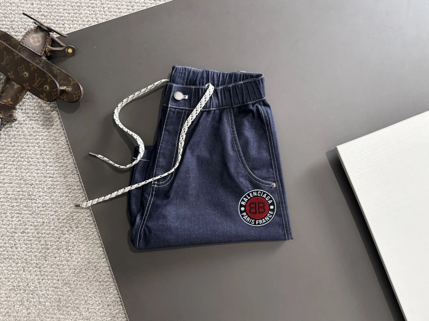 Balenciaga Dark Blue Denim Casual Shorts