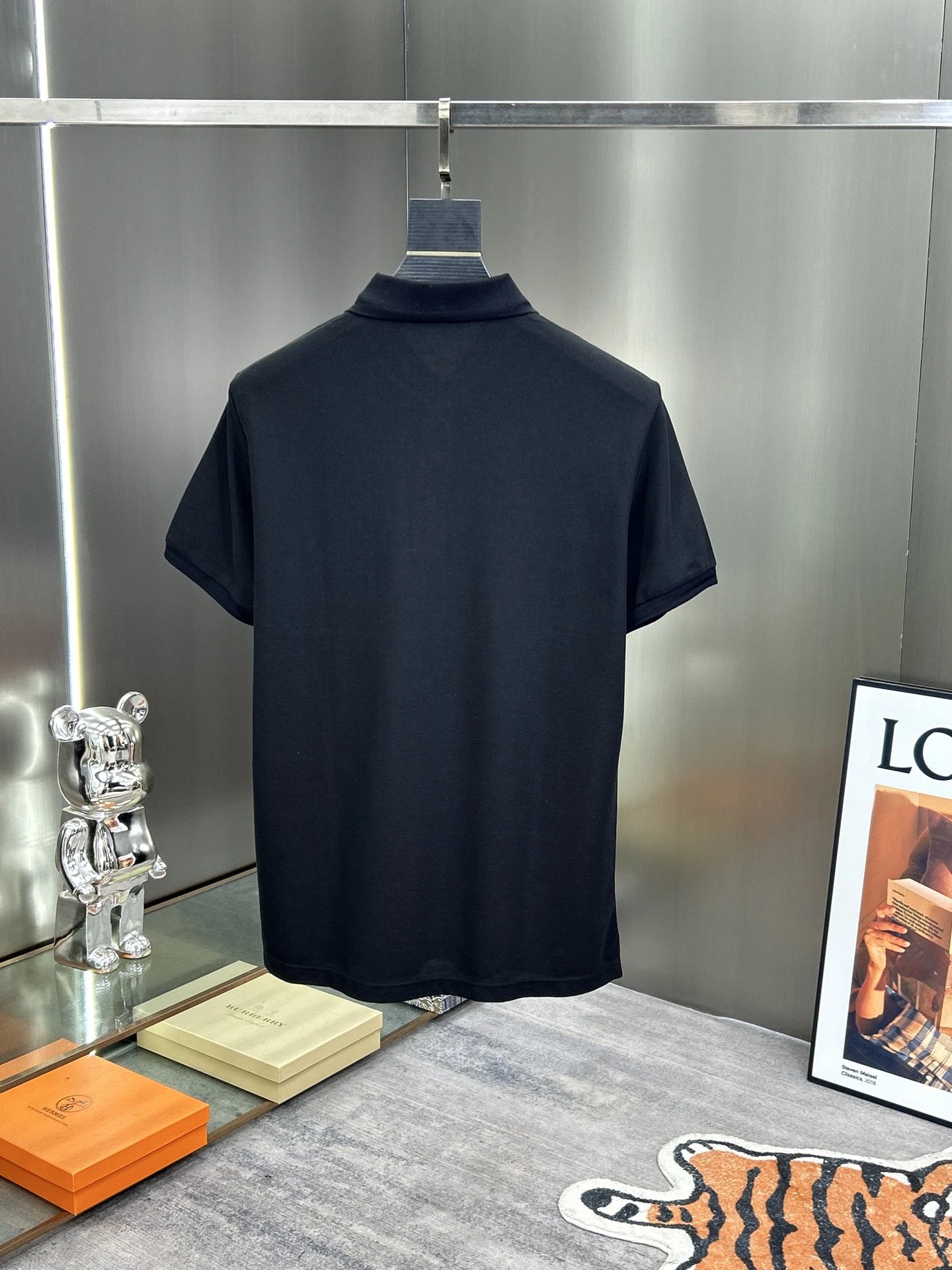 Burberry Men Classic Black Polo Shirt Luxury Cotton Top
