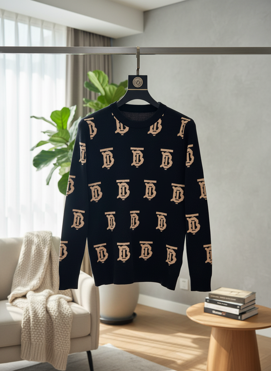 Burberry TB Monogram Black Knit Hoodie