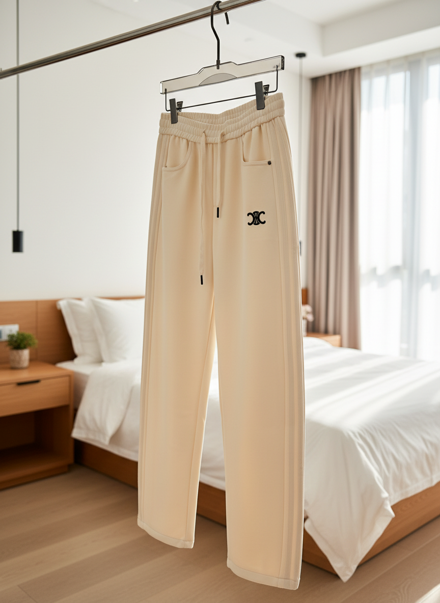 CELINE Men’s Cotton Sweatpants, Logo Casual Trousers