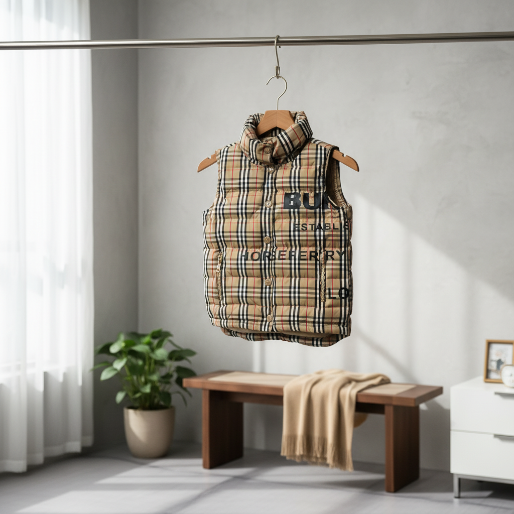Burberry Check Quilted Vest Lightweight Jacket