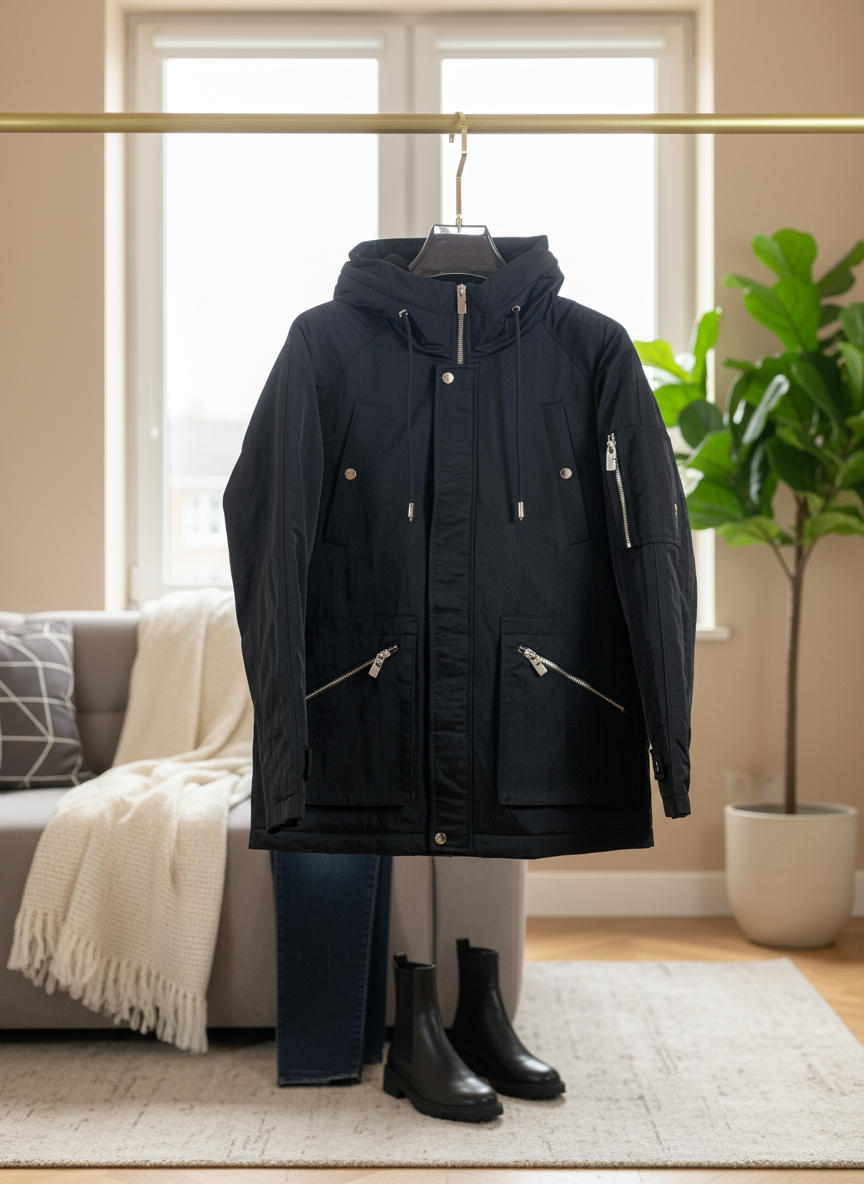Burberry Men’s Black Hooded Winter Jacket