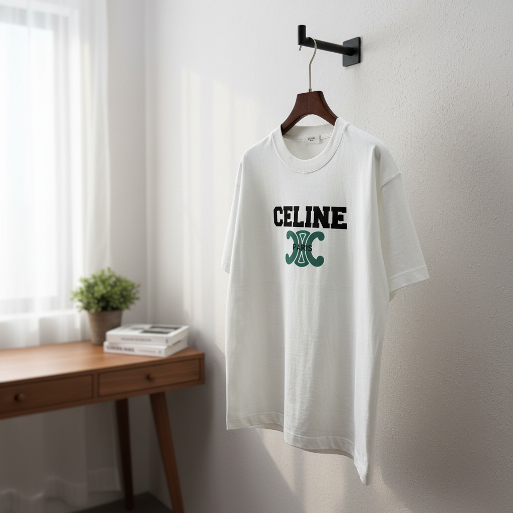 CELINE Paris Logo Unisex Cotton T-Shirt