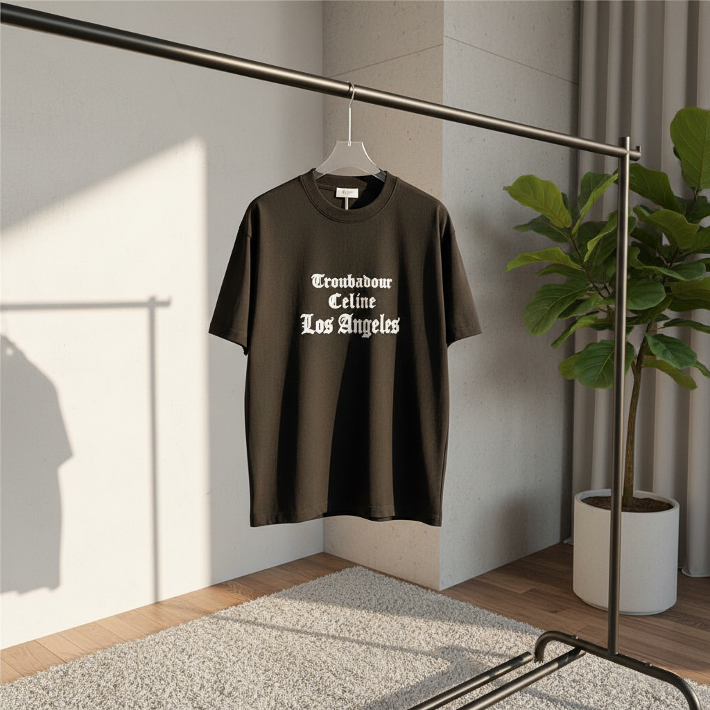 CELINE Troubadour Los Angeles Black Unisex T-Shirt