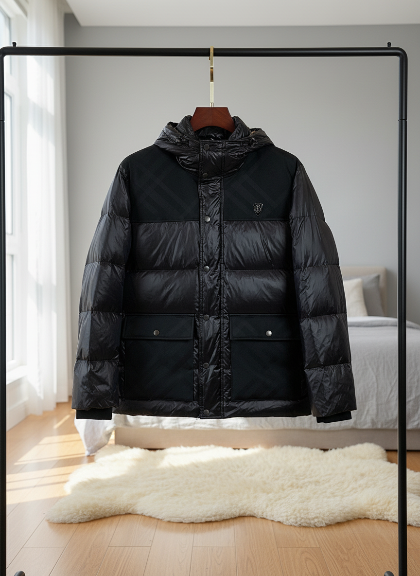 Burberry Men's Black Hooded Down Puffer Jacket