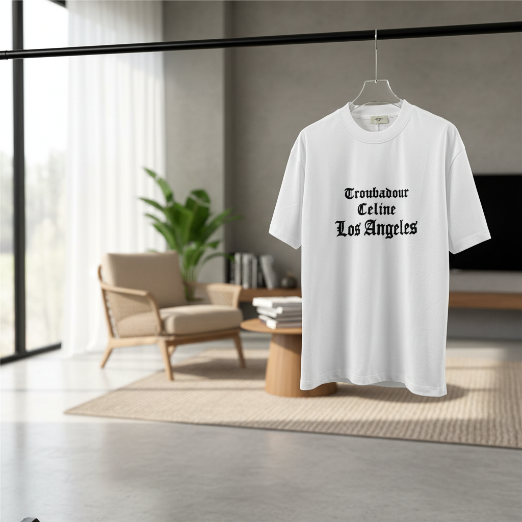 Celine Troubadour Los Angeles Unisex White T-Shirt
