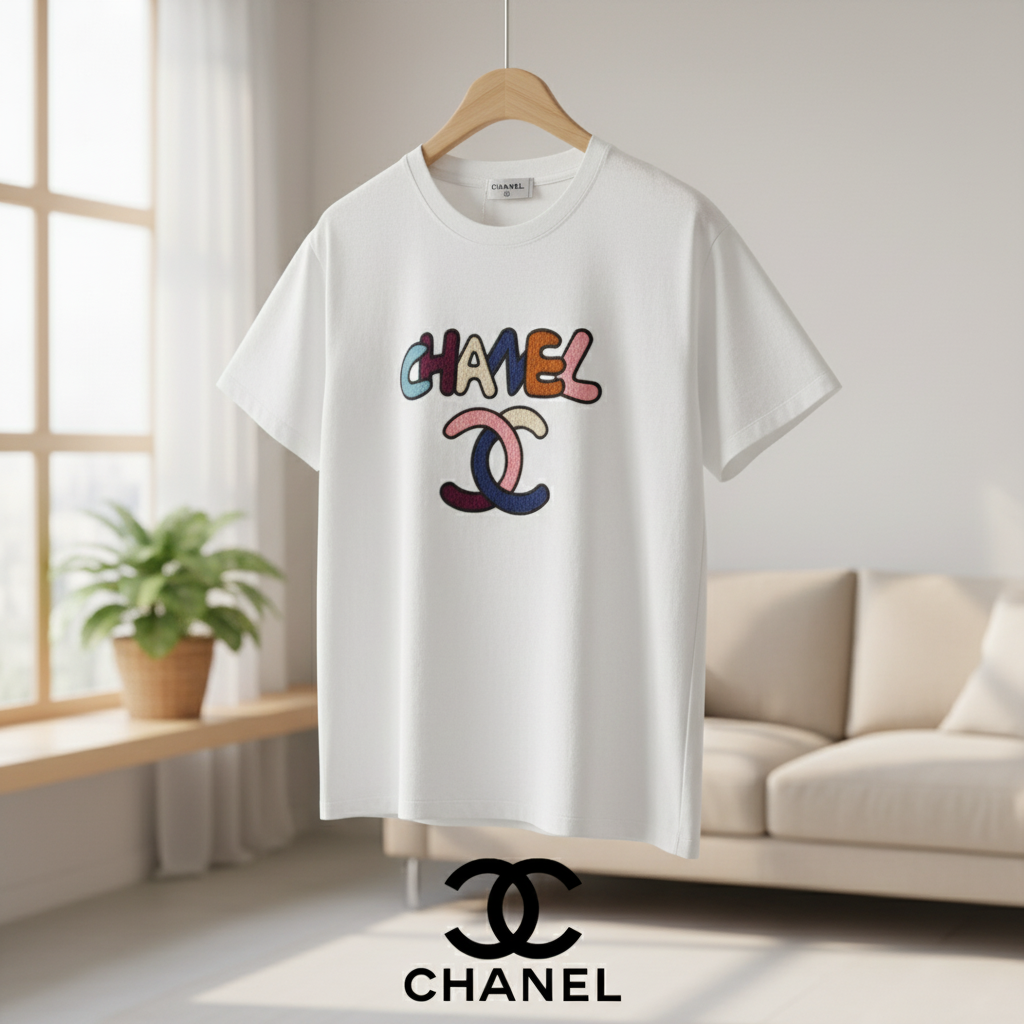 Chanel Women’s Colorful Logo Cotton T-Shirt White