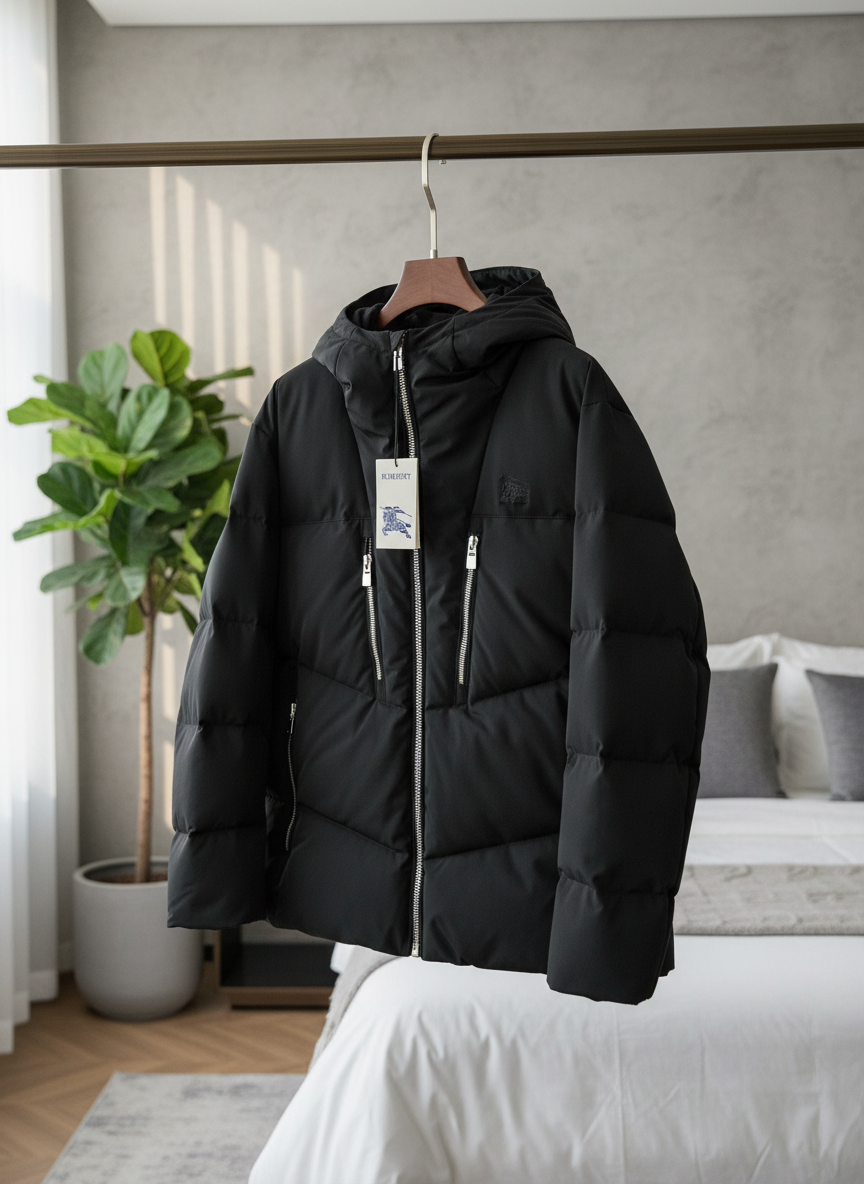 Burberry Men Black Hooded Down Jacket