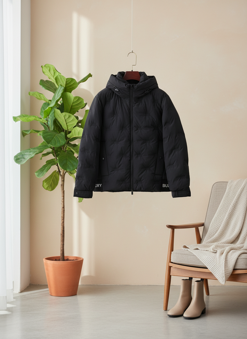 Burberry Men's Black Hooded Puffer Jacket