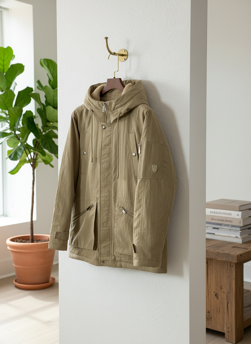 Burberry Men's Beige Hooded Windproof Winter Jacket