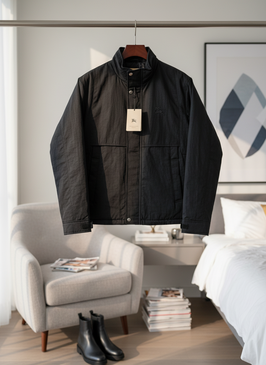 Burberry Men’s Black High Neck Classic Casual Jacket