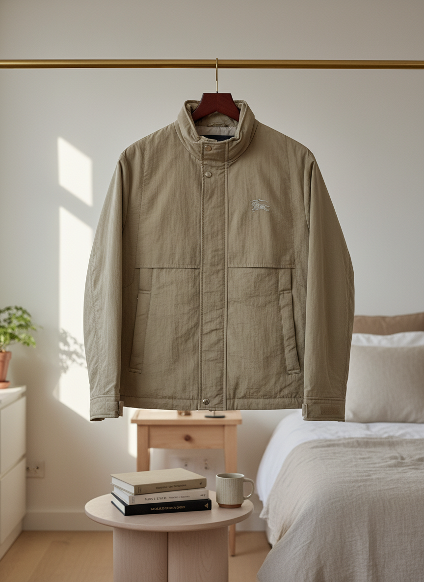 Burberry Men’s Khaki Windproof Jacket Classic Outerwear
