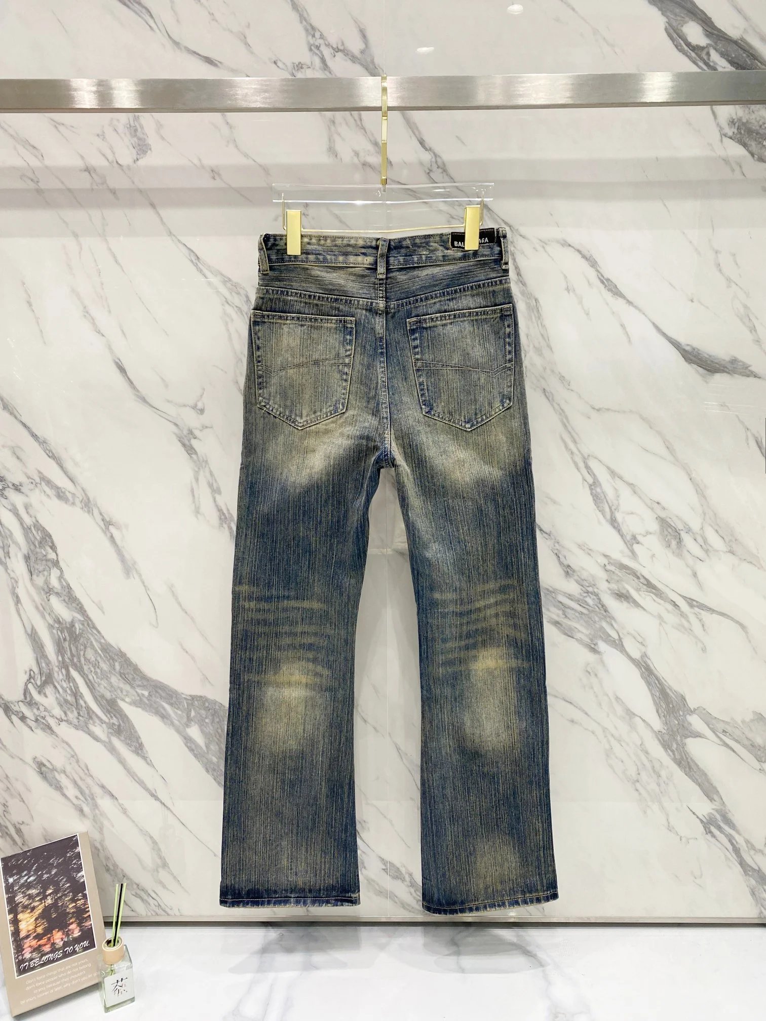 Balenciaga Vintage Washed Distressed Denim Straight Jeans