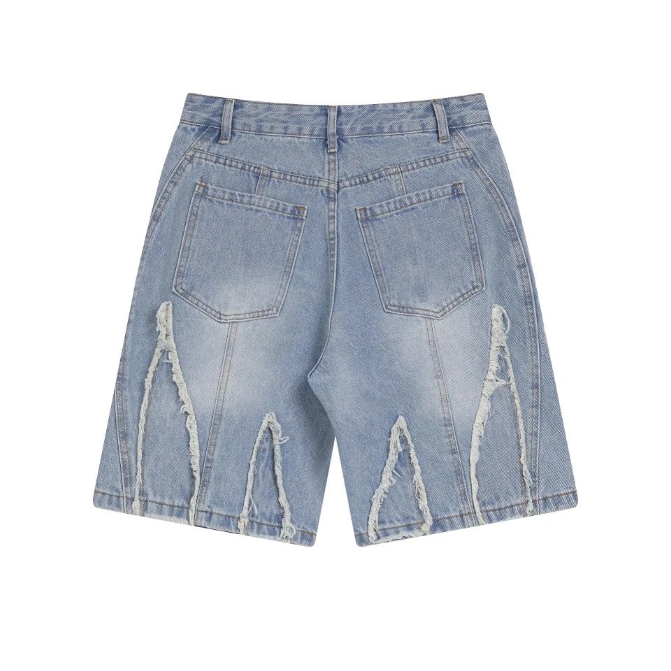 Balenciaga Distressed Blue Denim Casual Shorts