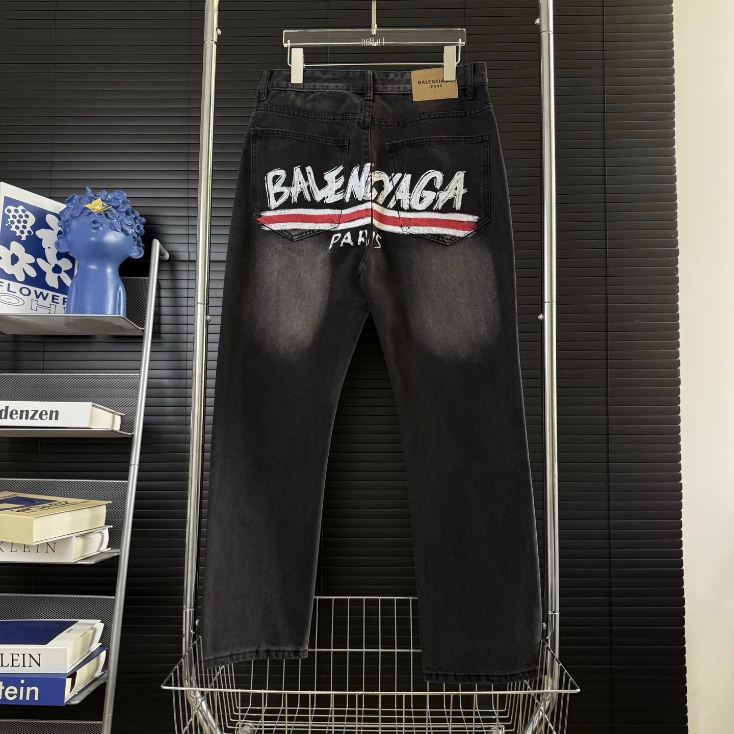 Balenciaga Paris Black Distressed Denim Jeans Men