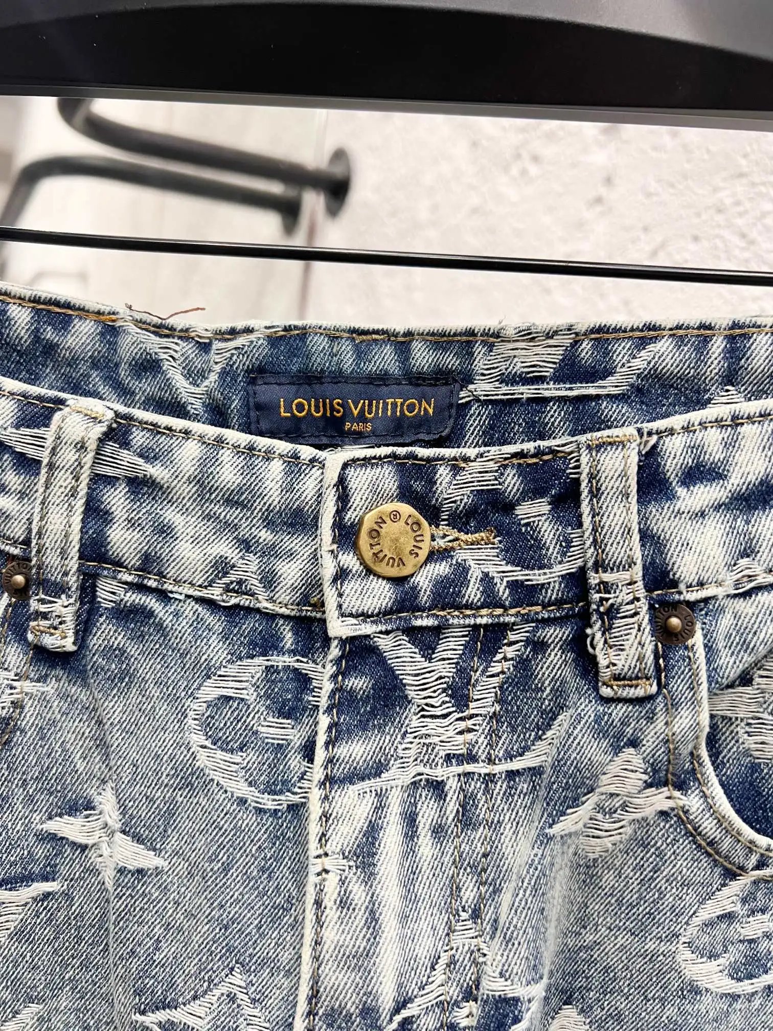 Balenciaga Monogram Washed Denim Jeans Pants