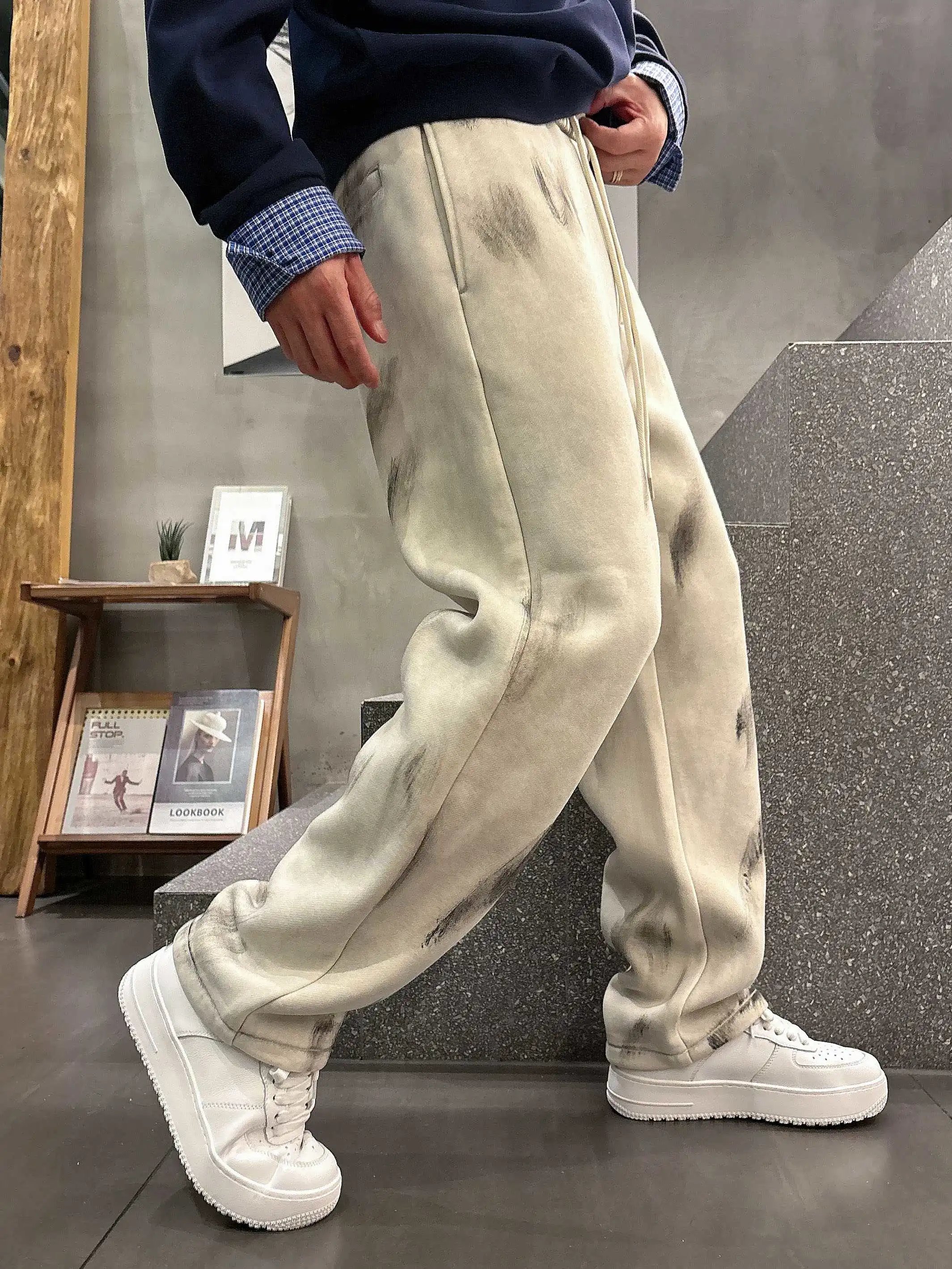 Balenciaga Men Washed Distressed Sweatpants Streetwear Style