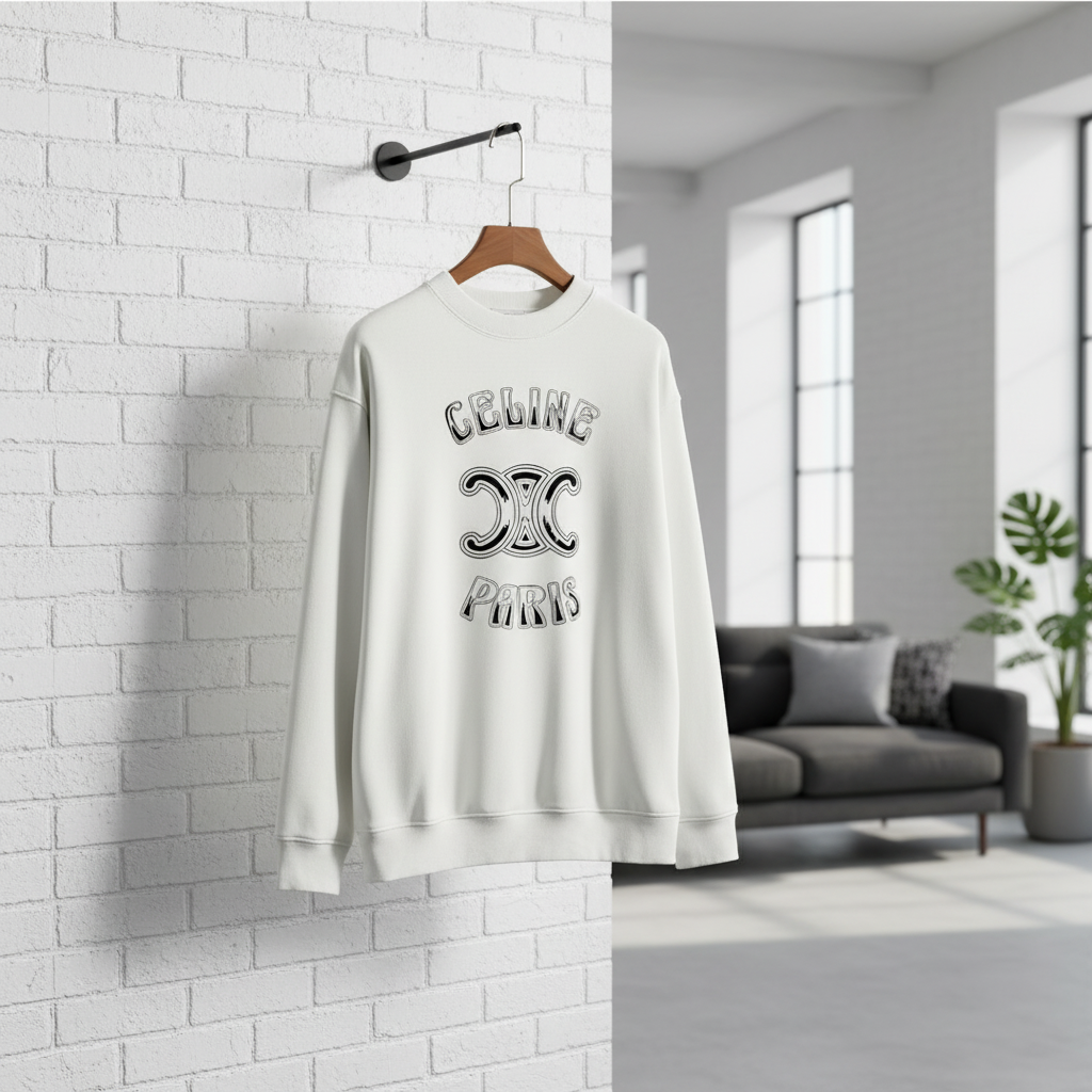 CELINE Paris Logo Unisex Cotton Hoodie Sweater