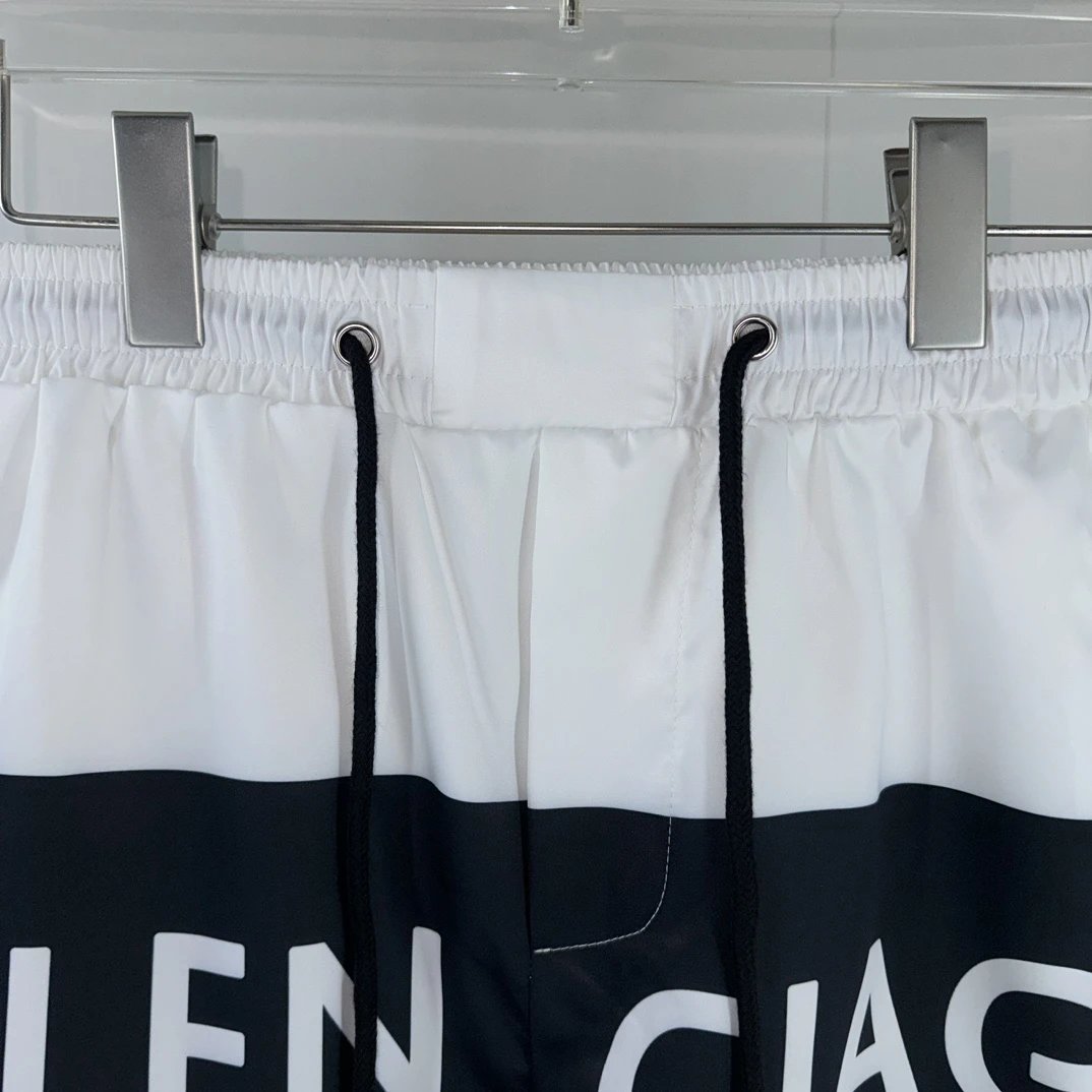 Balenciaga Men White Black Logo Casual Shorts