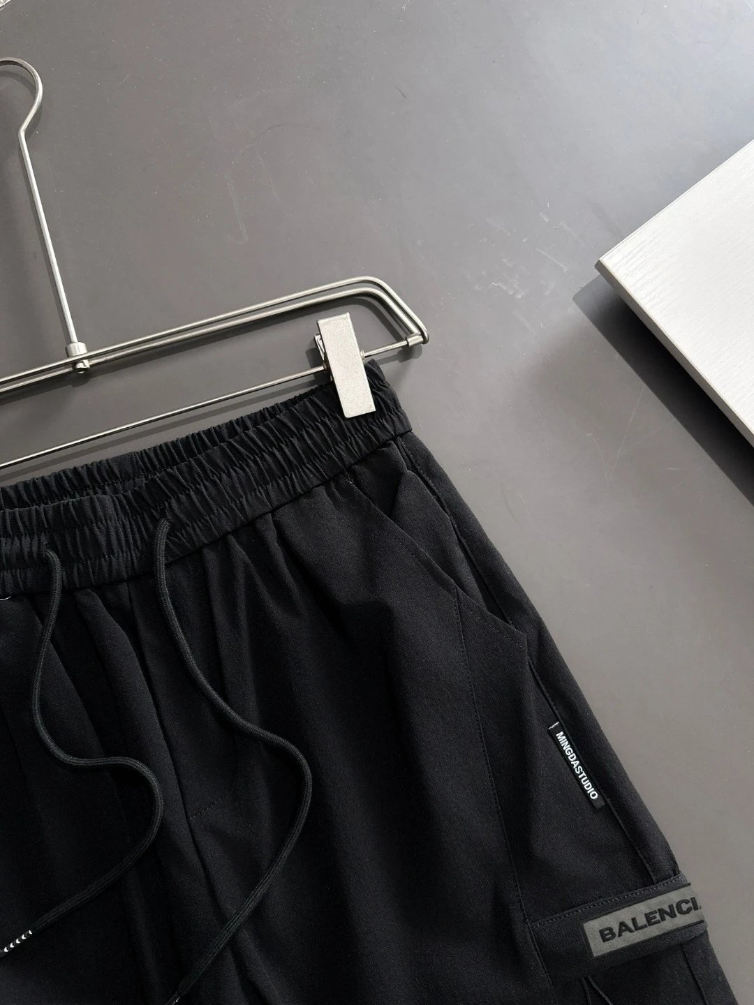 Balenciaga Men Black Cargo Pants Streetwear Loose Fit