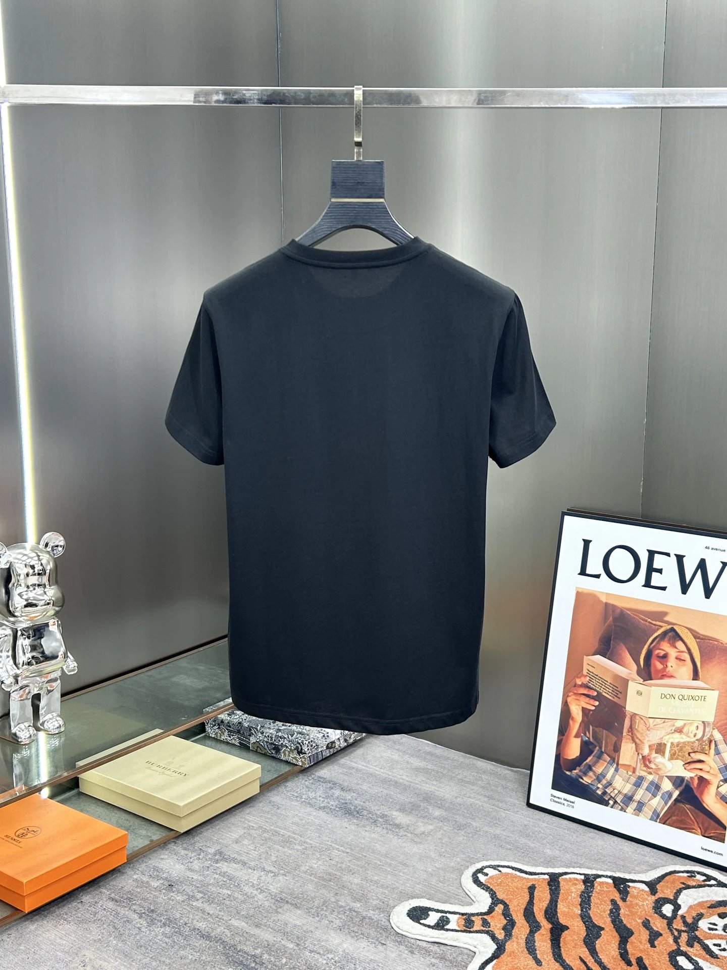 Burberry Men Black Cotton T‑Shirt Check Pocket