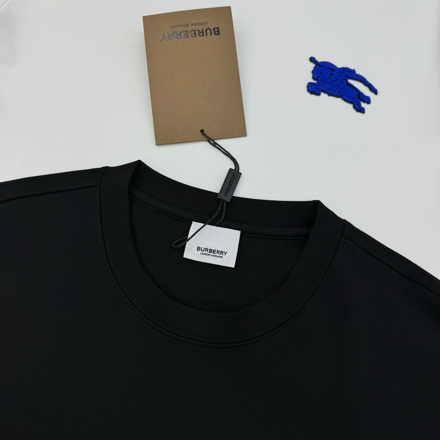Burberry Men Black Logo Cotton T-Shirt