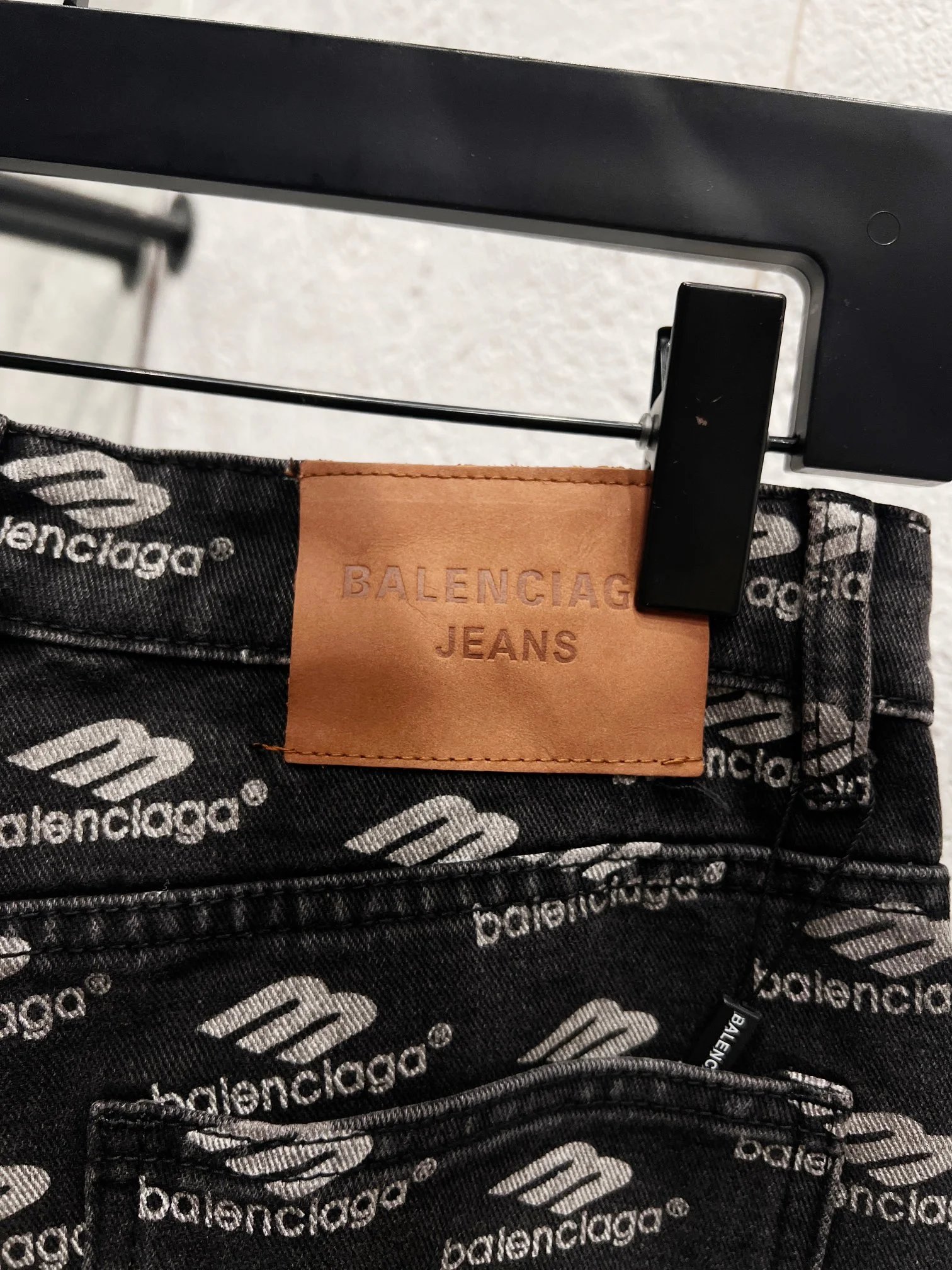 Balenciaga Black Logo Denim Pants