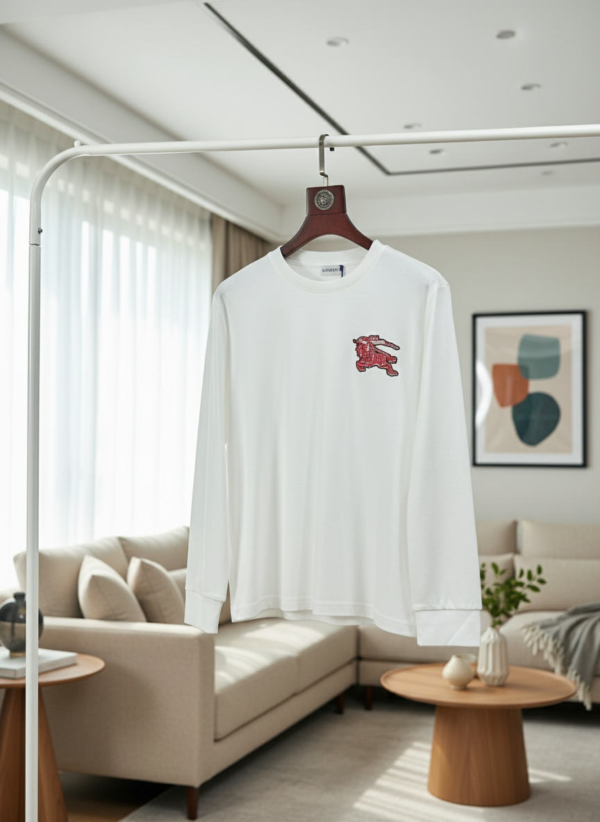 Burberry Men Cotton Logo Long Sleeve T-Shirt