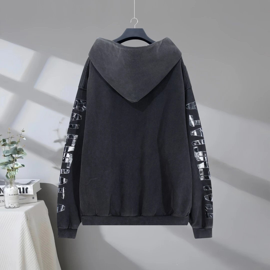 Balenciaga Vintage Black Oversized Logo Hoodie
