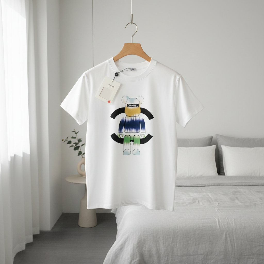 CHANEL Colorful Bear Logo Graphic Casual Streetwear T-Shirt