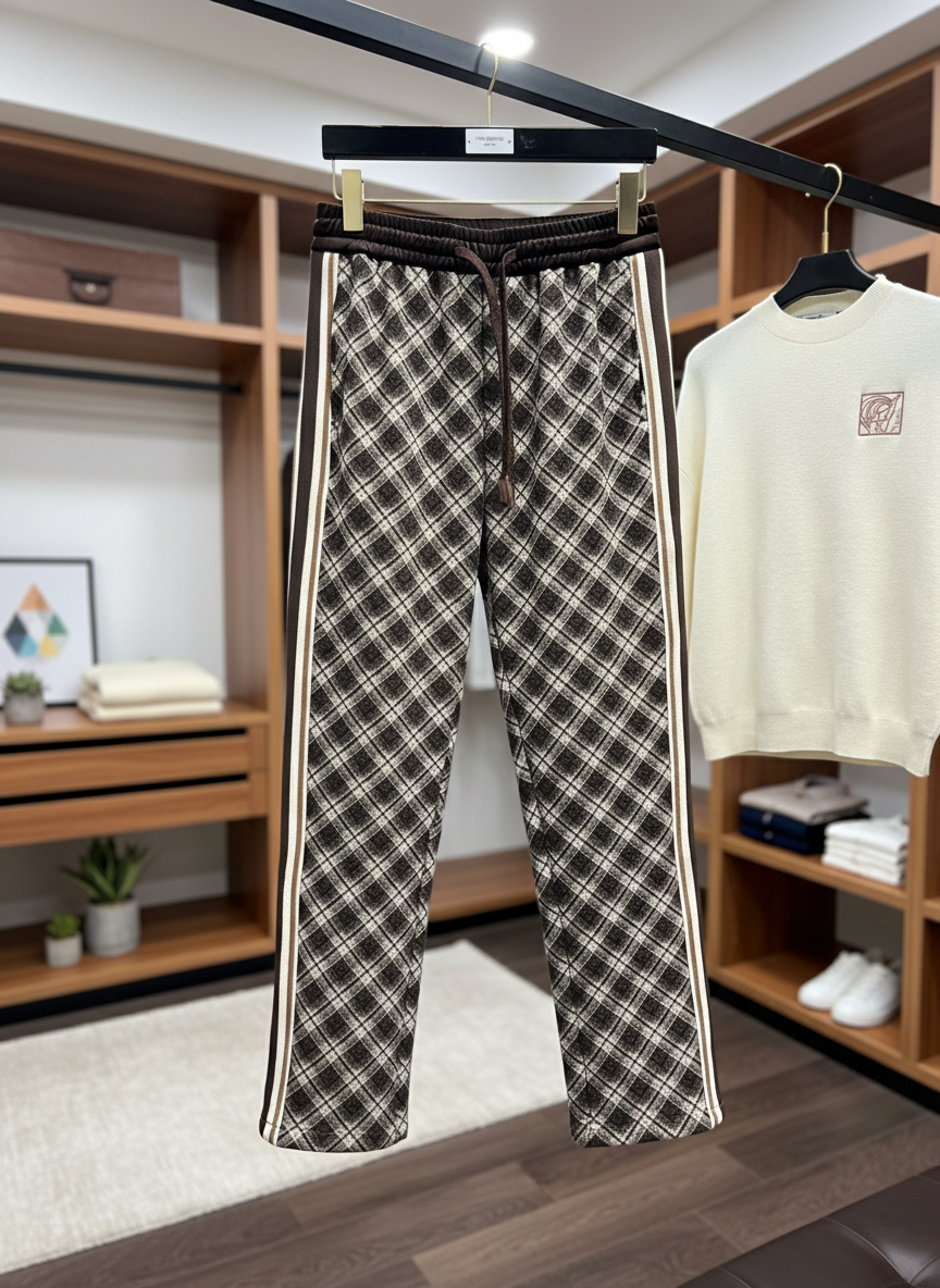 CELINE Plaid Side Stripe Track Pants Unisex