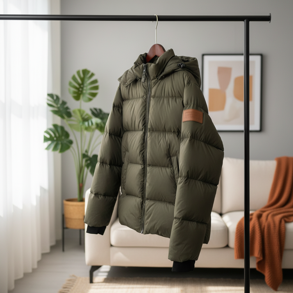 Burberry Olive Green Hooded Puffer Jacket Men