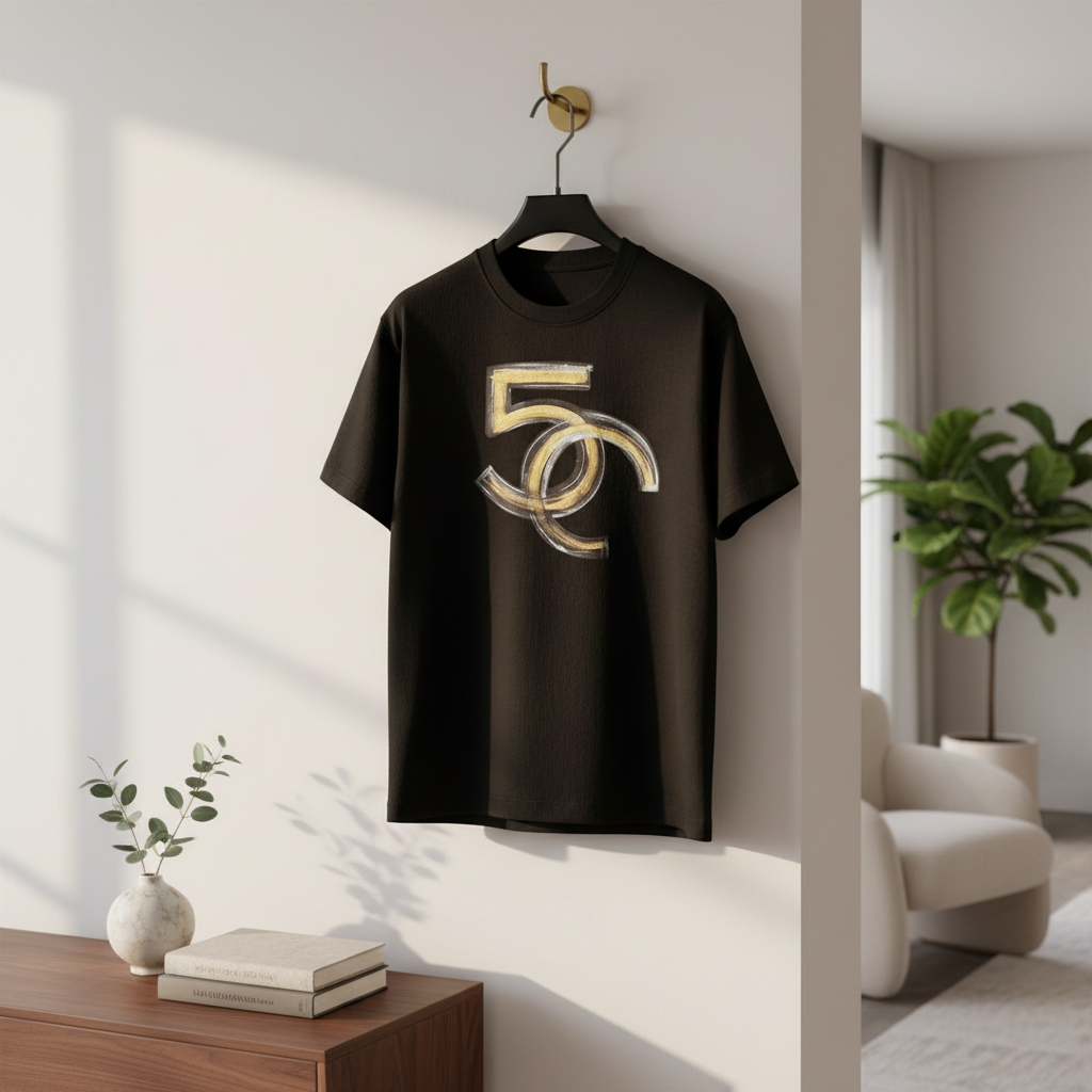 CHANEL Men’s 50 Logo Black T-Shirt Luxury Streetwear Tee