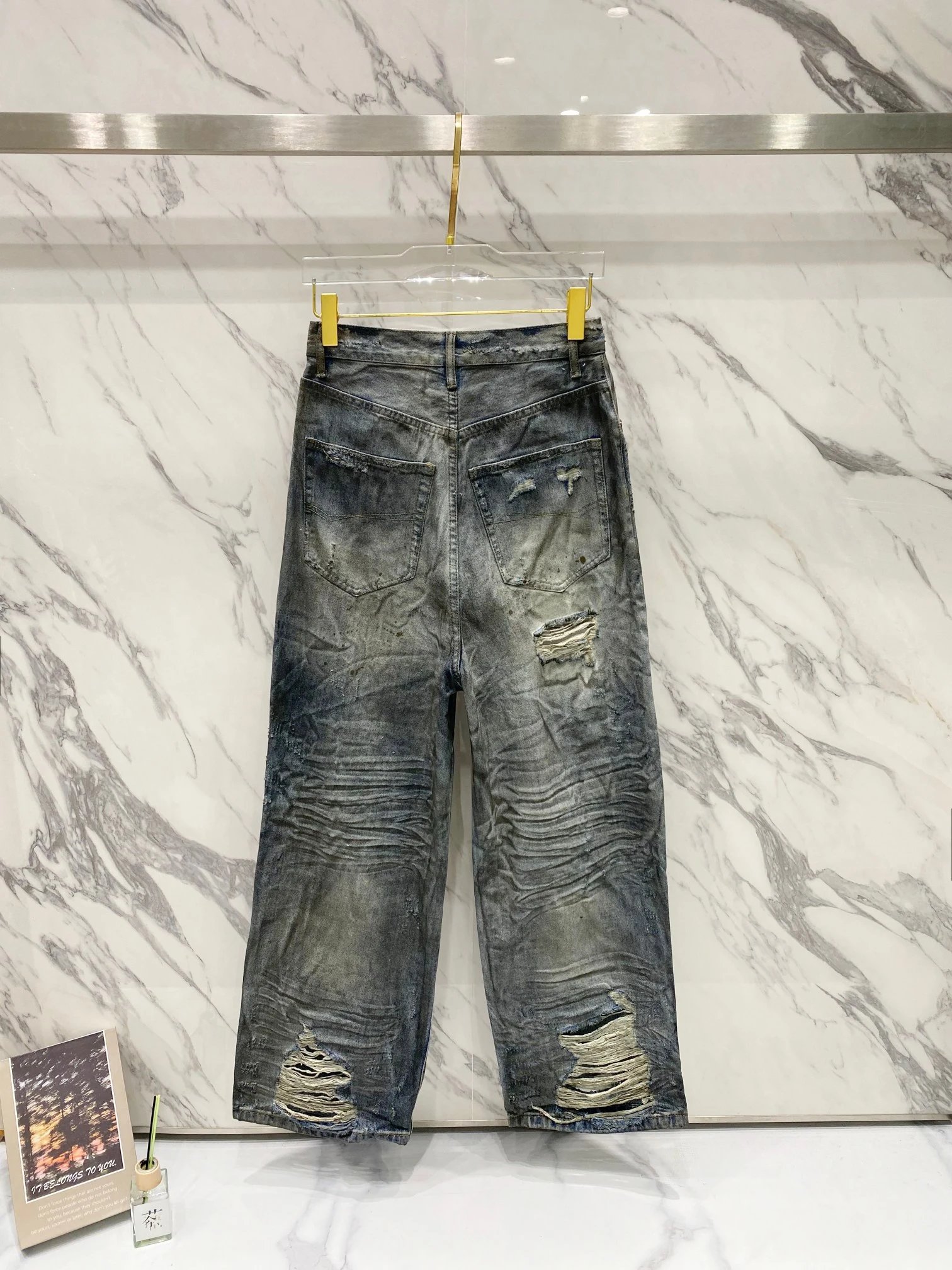 Balenciaga Vintage Ripped Distressed Denim Jeans