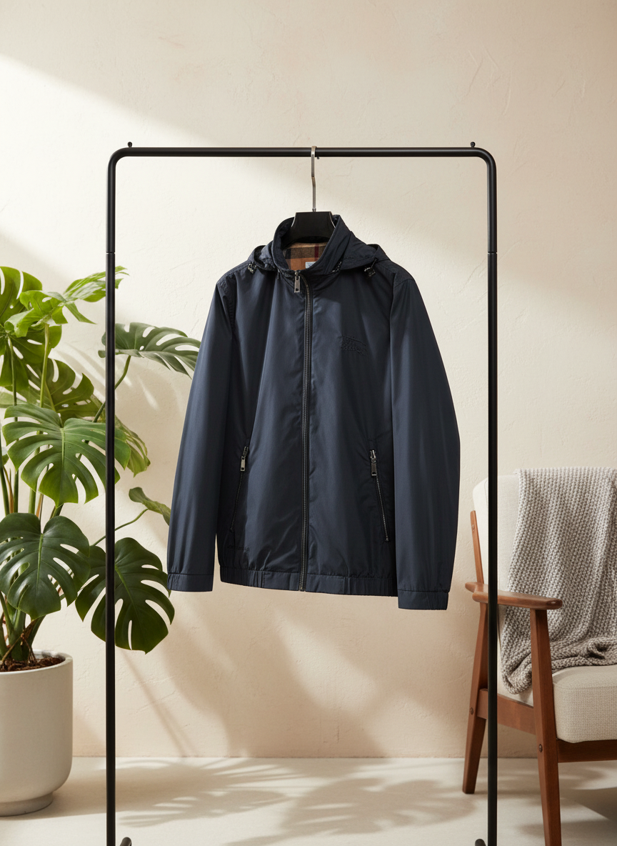 Burberry Men Hooded Lightweight Windbreaker Jacket
