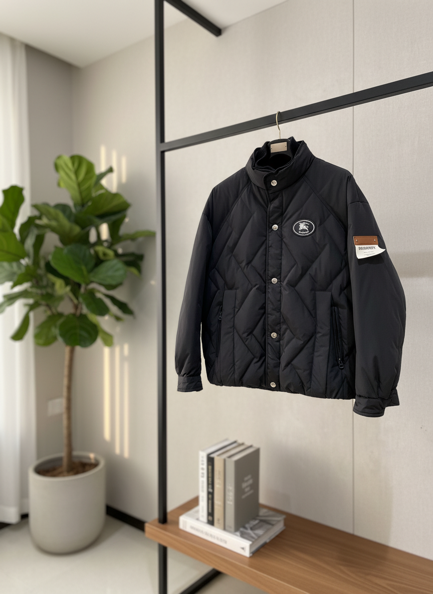 Burberry Men Black Quilted Winter Jacket
