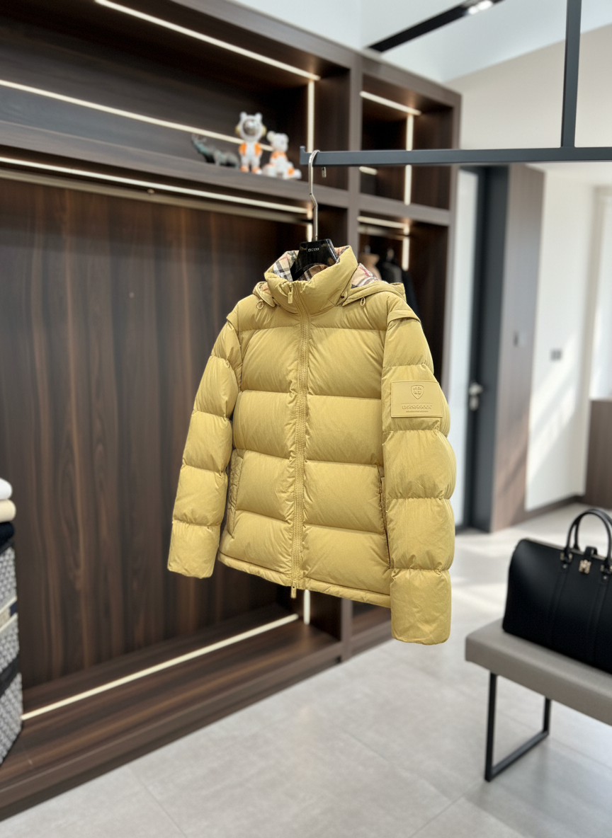 Burberry Men Down Jacket Beige Puffer Winter Coat