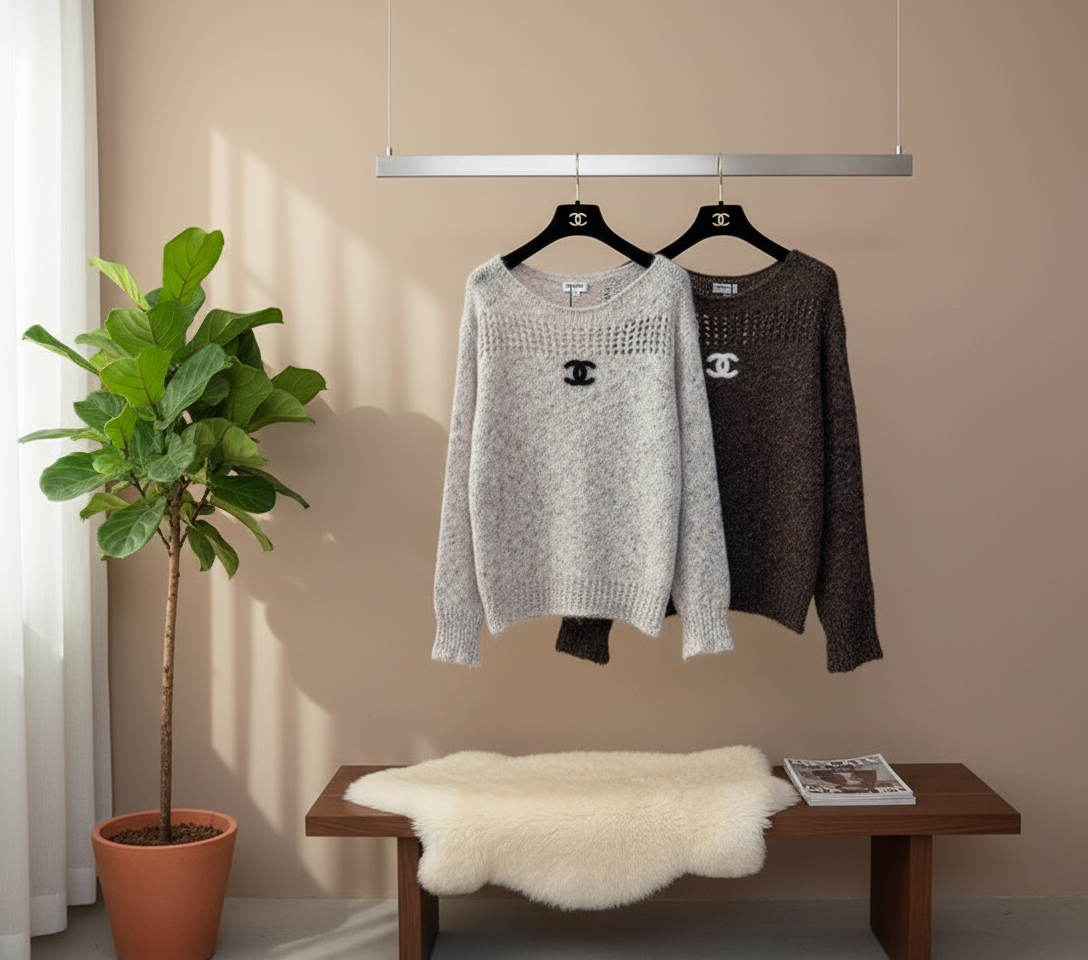 CHANEL Women Wool Knit Logo Sweater