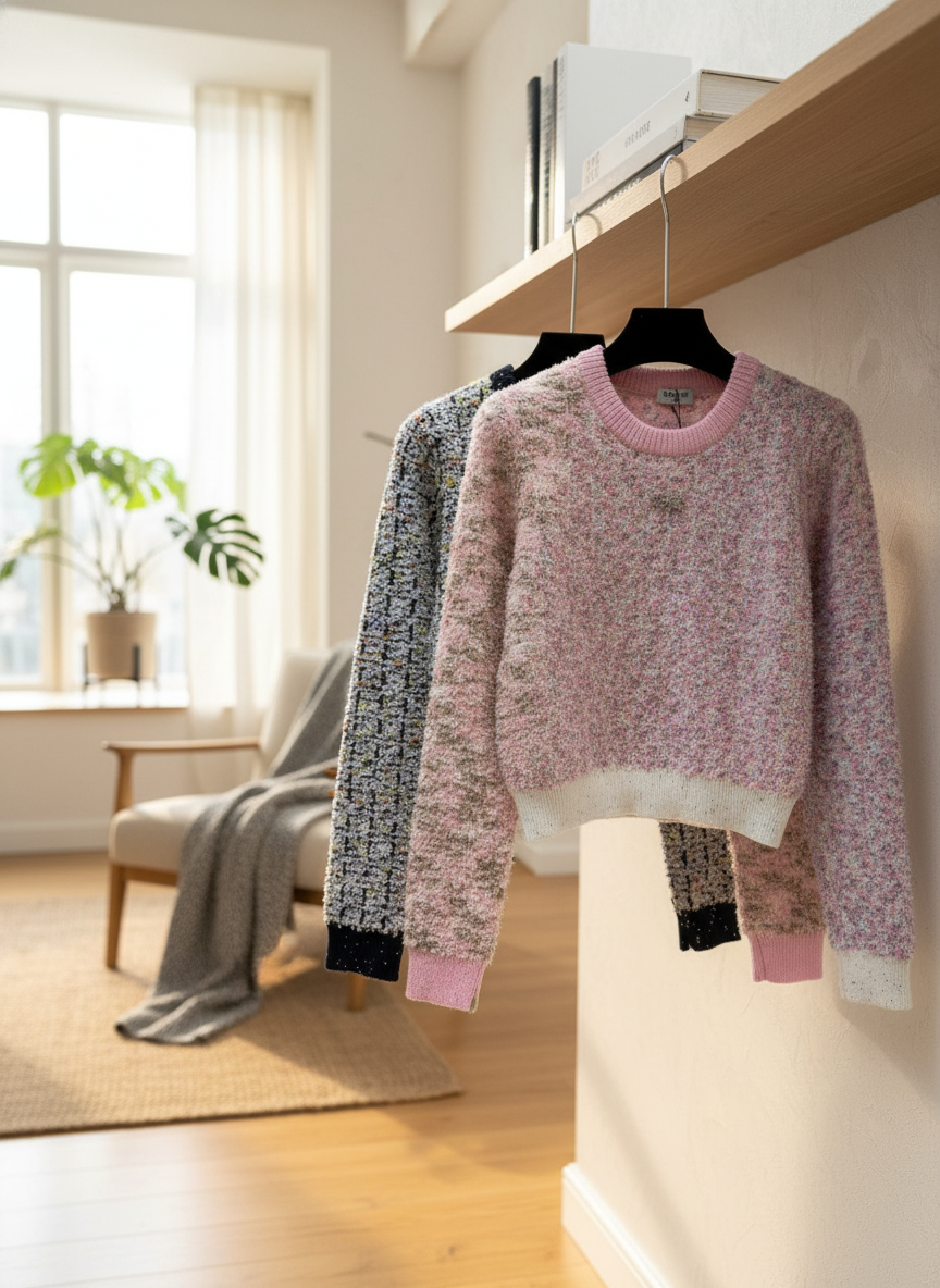CHANEL Women Knit Hoodie Sweater Pastel Pullover