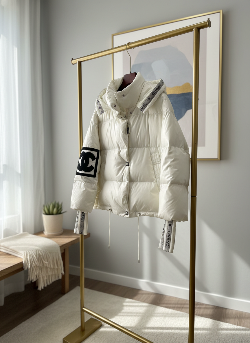 CHANEL Women White Down Puffer Jacket
