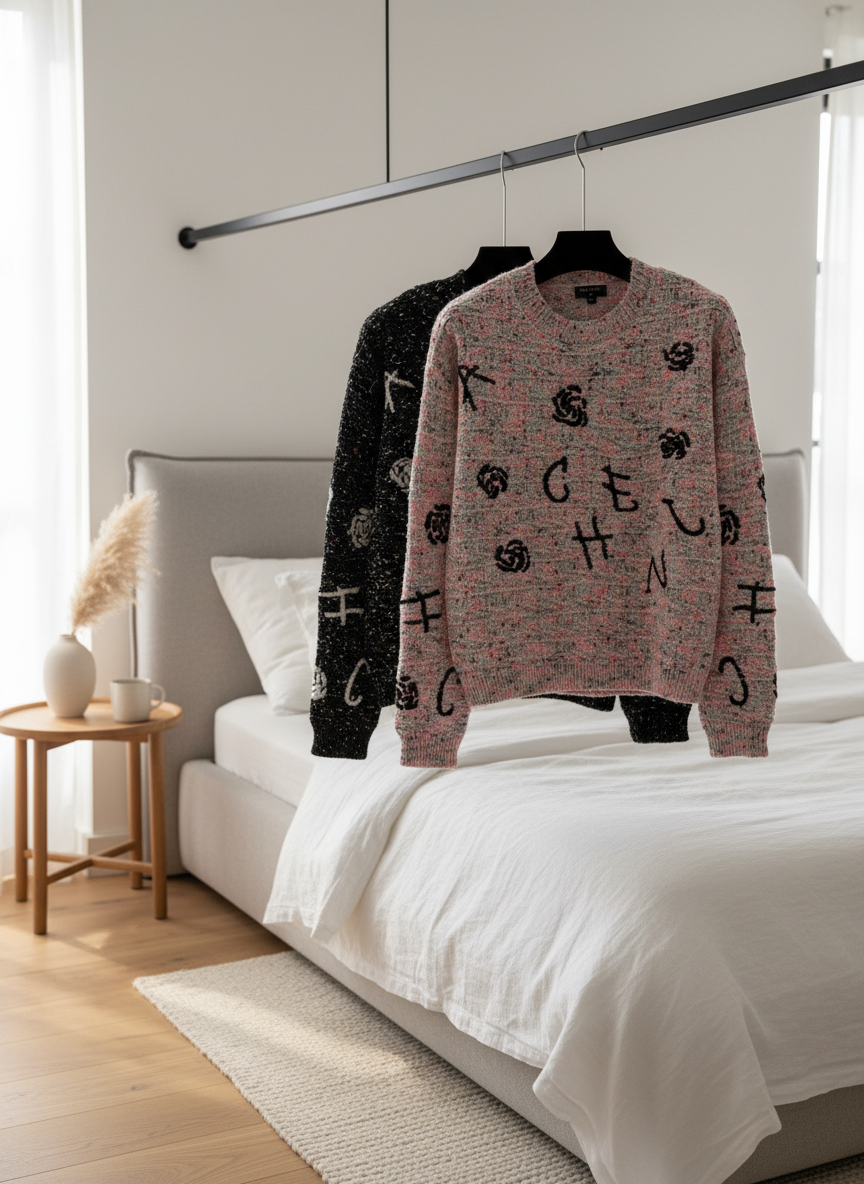 CHANEL Knit Hoodie Women Luxury Logo Sweater Pullover